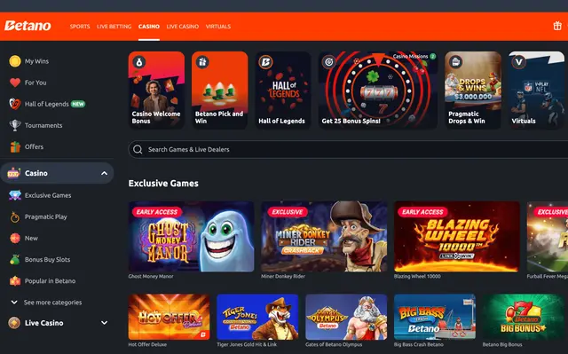 Grosse Auswahl an Slots und Tischspielen